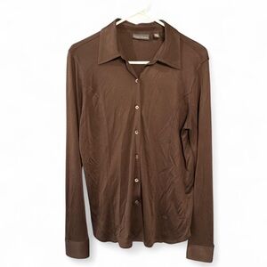 Banana Republic Vtg Silk Chocolate Button-Up Shirt